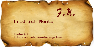 Fridrich Menta névjegykártya